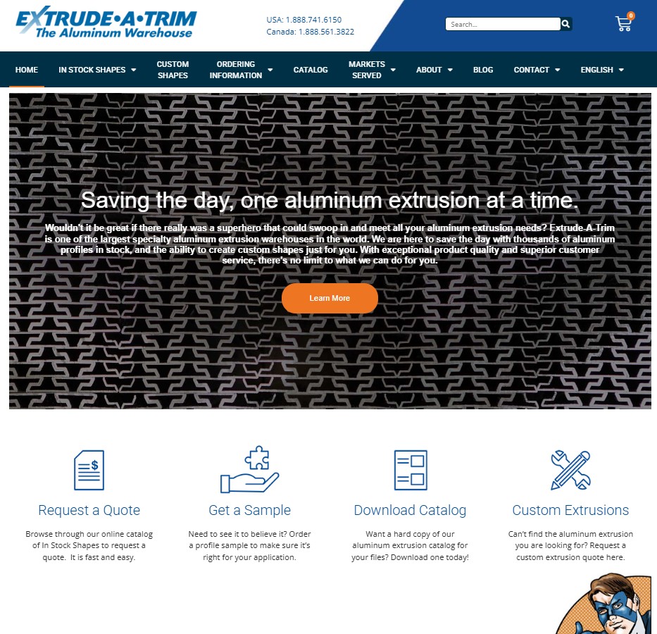 Extrude-A-Trim website preview