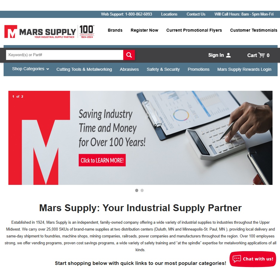 Mars Supply website preview