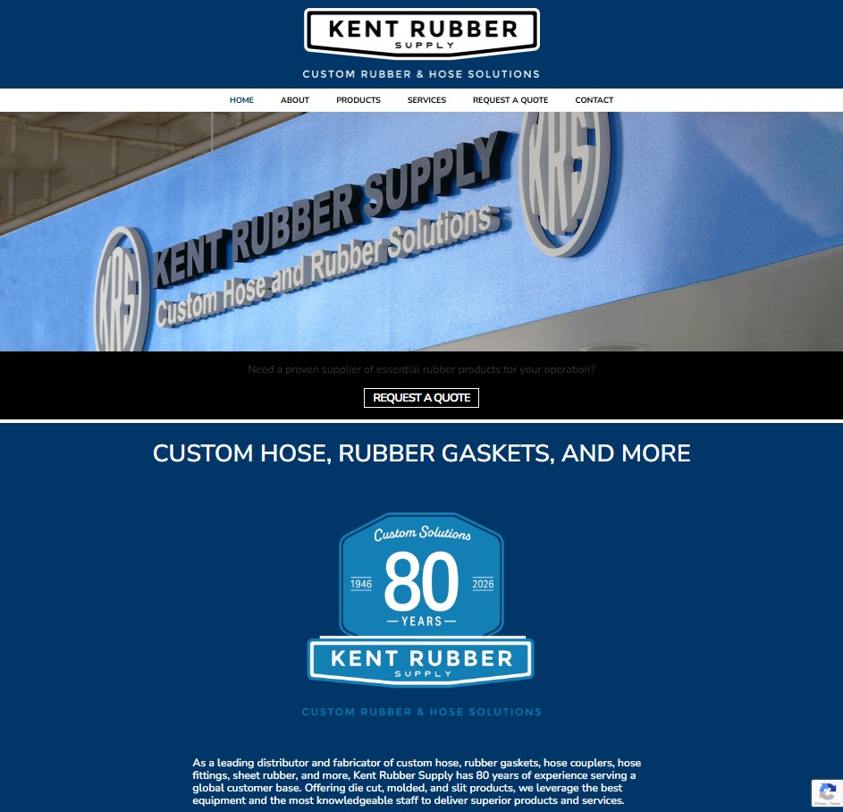 Kent Rubber Supply Co. website preview