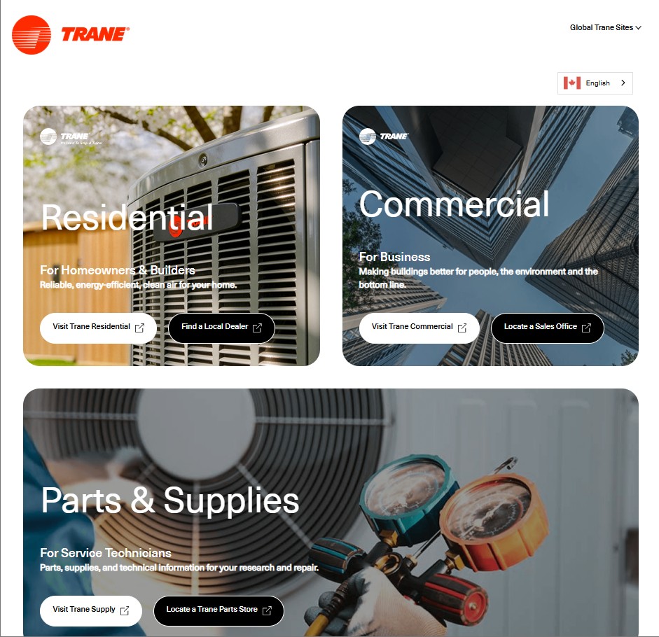 Trane website preview
