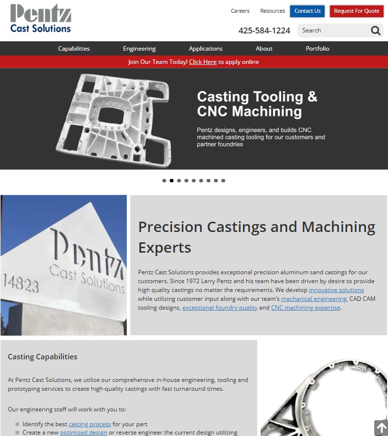 Pentz Cast Solutions website preview