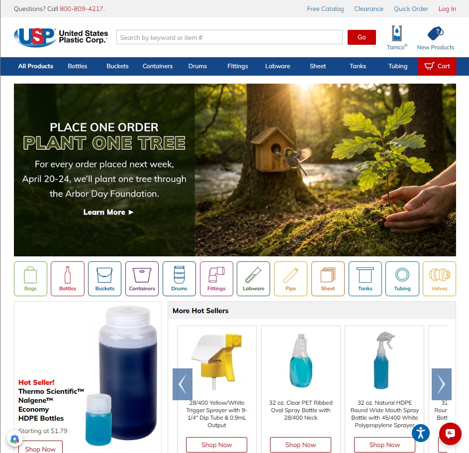 U.S. Plastic Corp. website preview