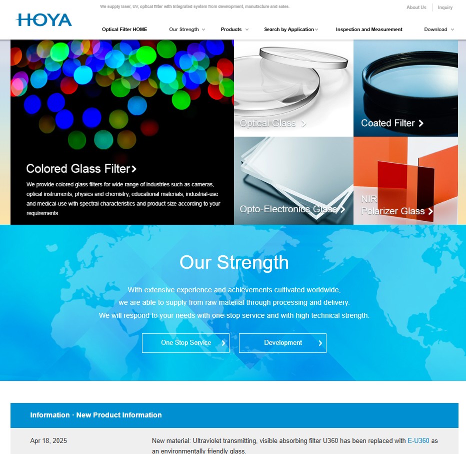 HOYA CORPORATION USA Optics Division website preview