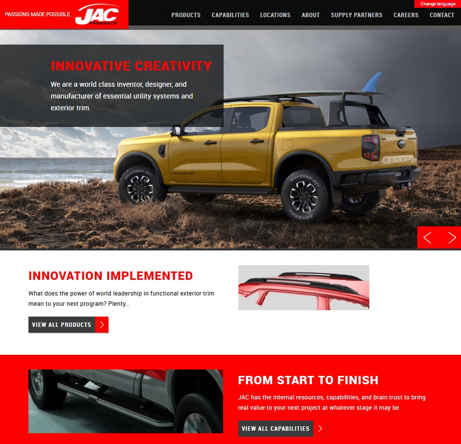 JAC Products website preview