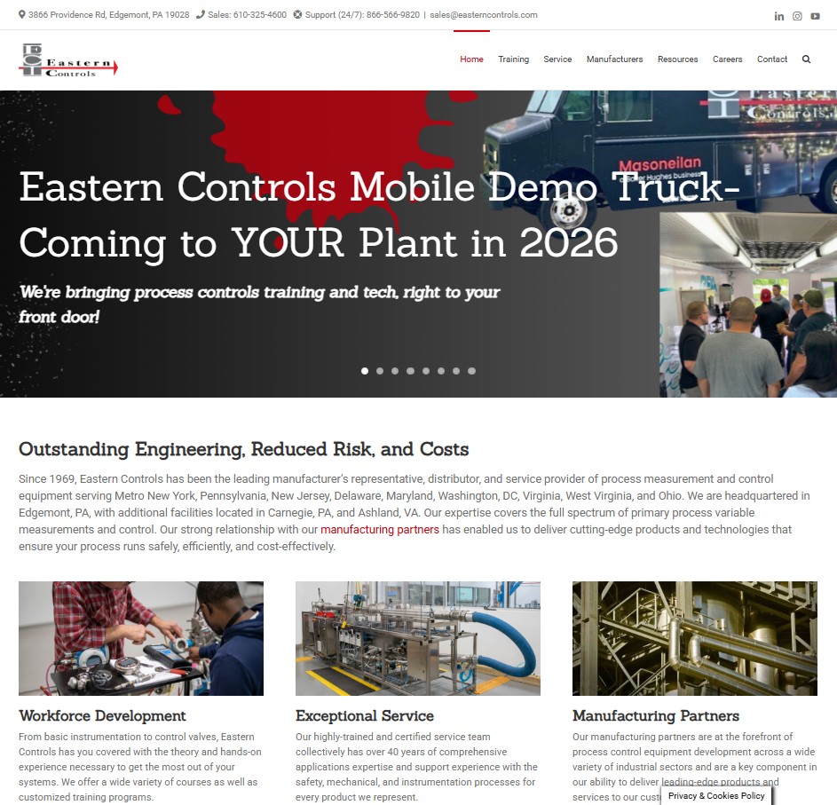 Eastern Controls, Inc. website preview
