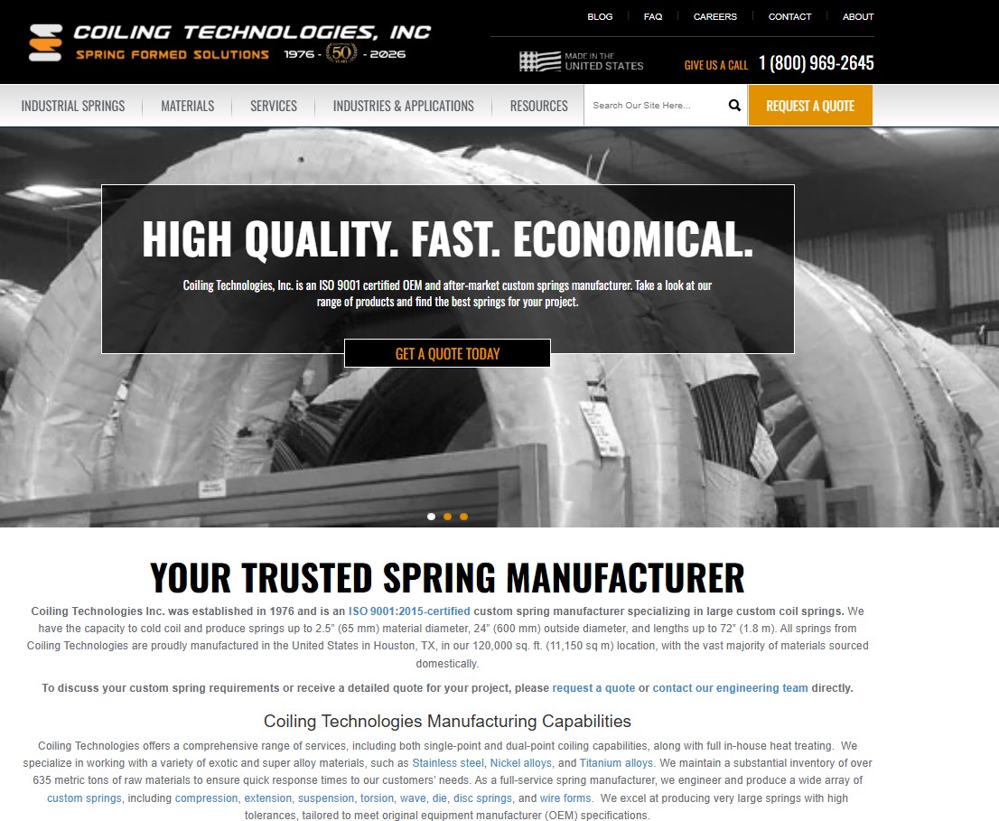 Coiling Technologies, Inc. website preview