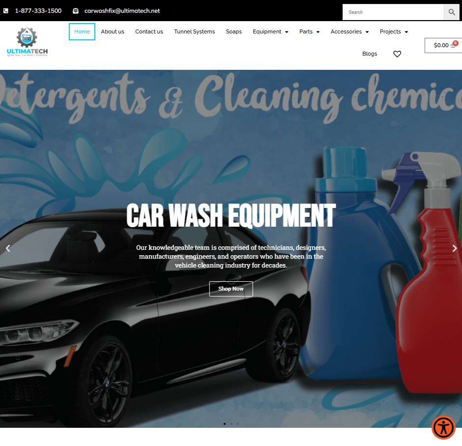 Ultimatech Car Wash Equipment Corp. website preview