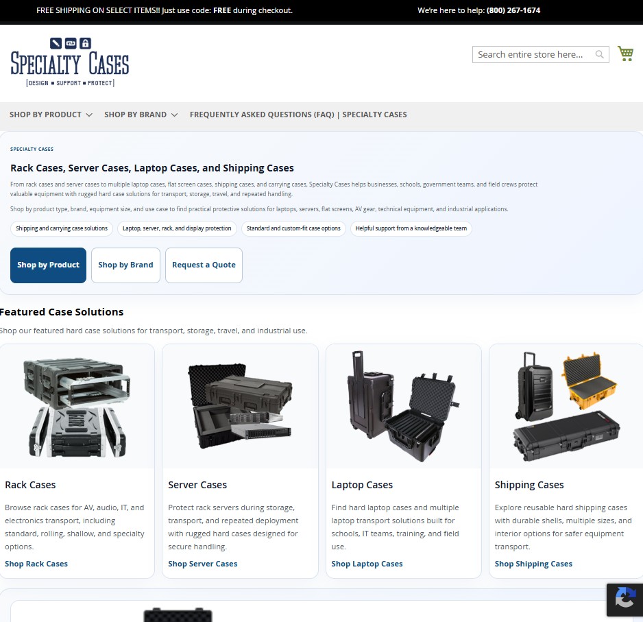 Specialty Cases website preview