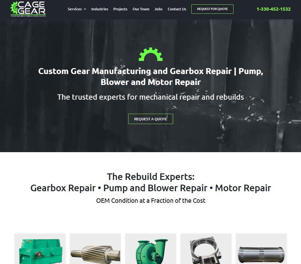 Cage Gear & Machine, LLC website preview