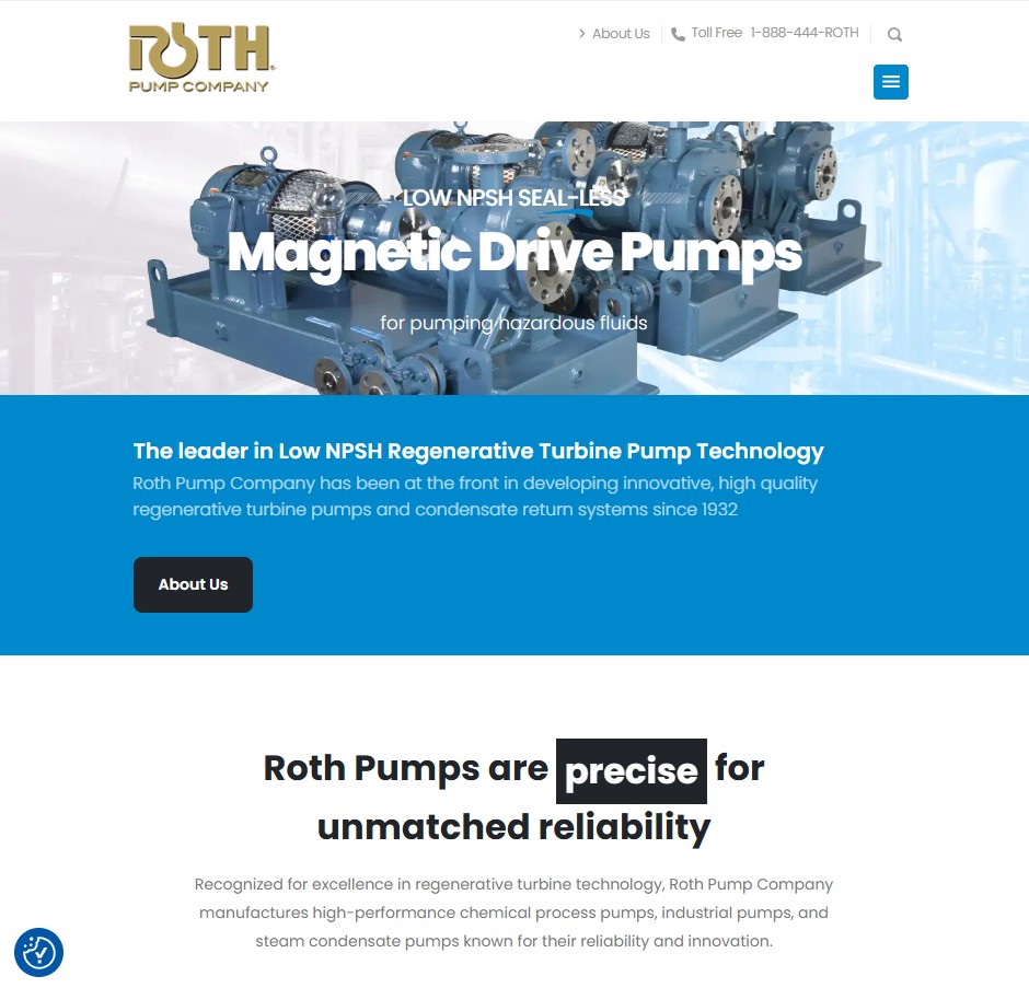 Roth Pump Company website preview