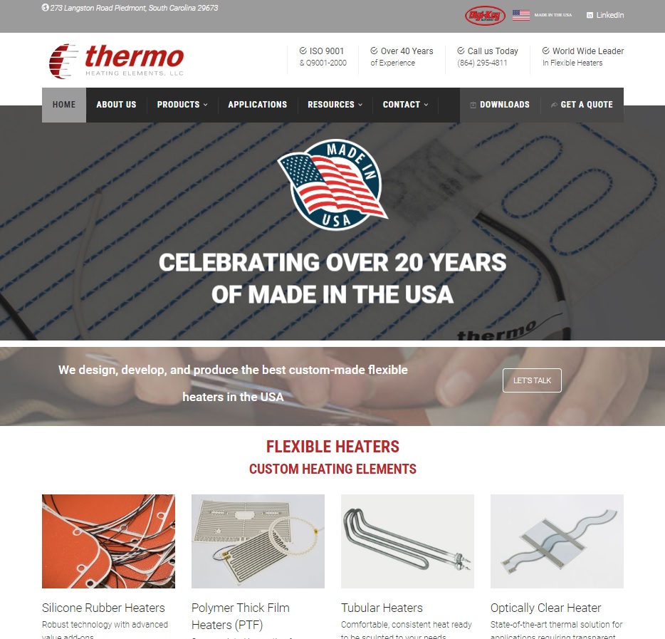 Thermo Heating Elements website preview