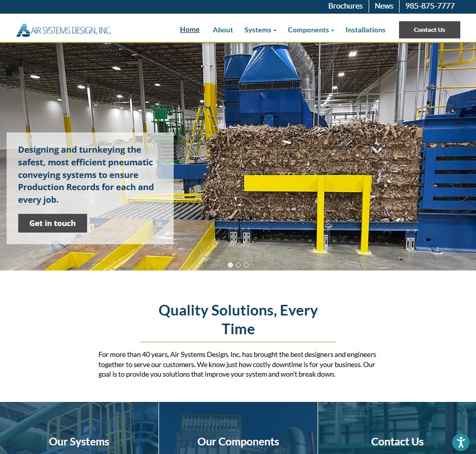 Air Systems Design, Inc. website preview