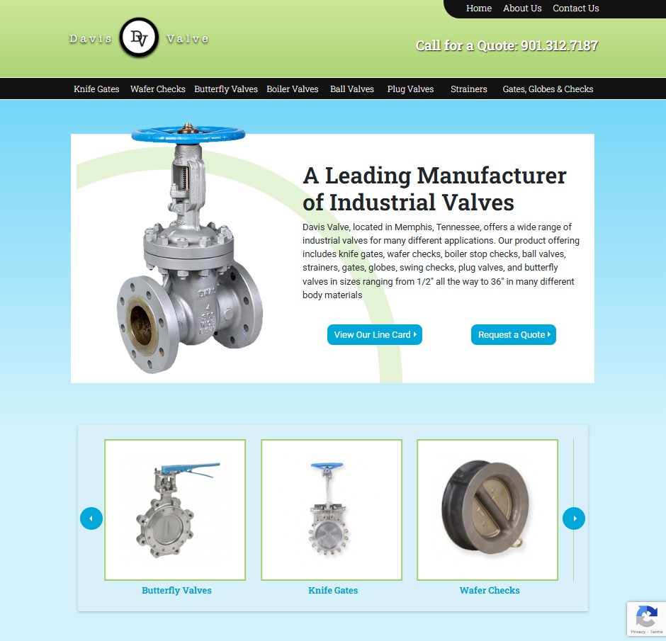 Davis Valve website preview
