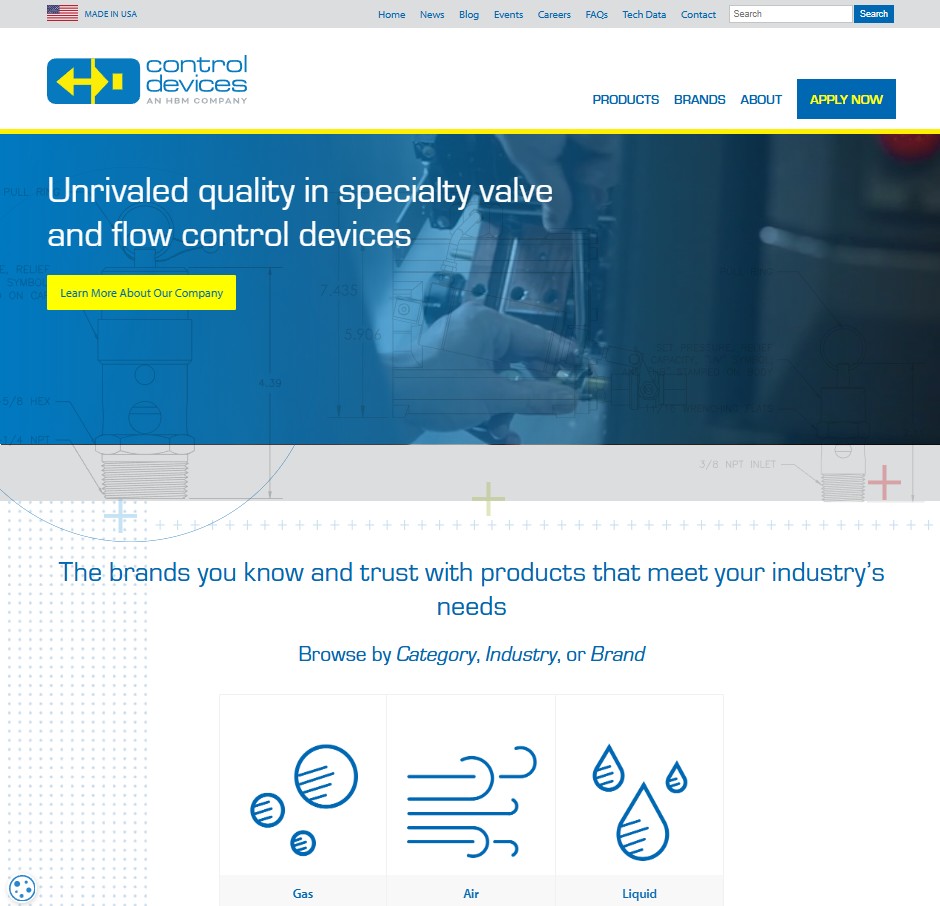 Control Devices, LLC. website preview