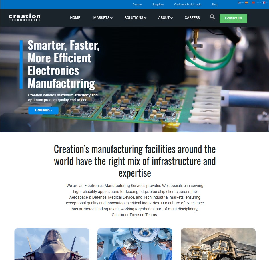 Creation Technologies website preview