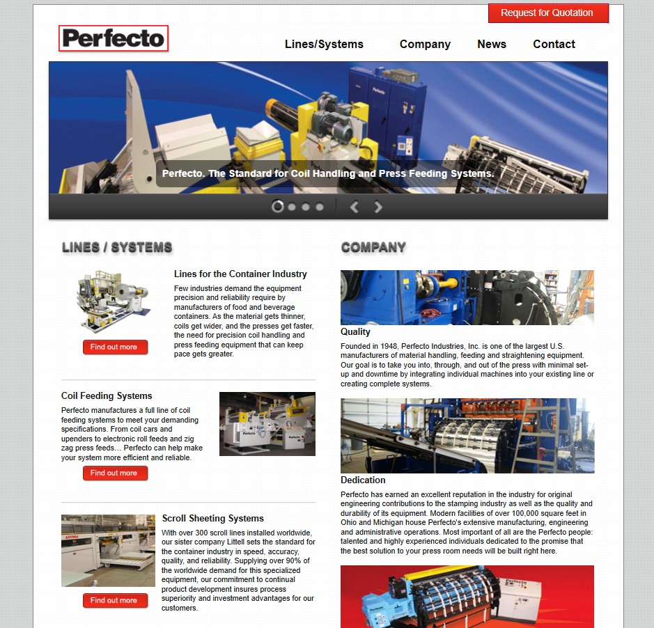Perfecto Industries Inc. website preview
